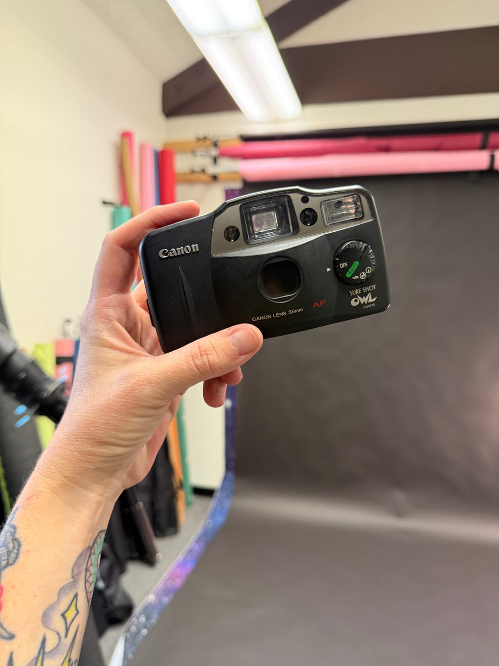 Canon Point and Shoot Tested 35 Mm Camera Owl sure shot film average condition